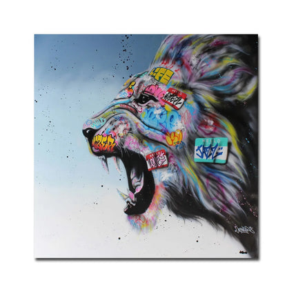 Abstract Graffiti Art Prints Lion Head Roaring Canvas Painting On Wall Decor Street Art Animal Posters For Living Room