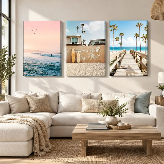 Tropical Beach Wall Art Set of 3 | Coastal Canvas Prints | MyCanvart