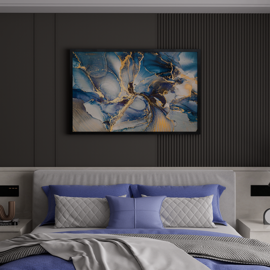 Blue abstract art  & Gold Marble Art