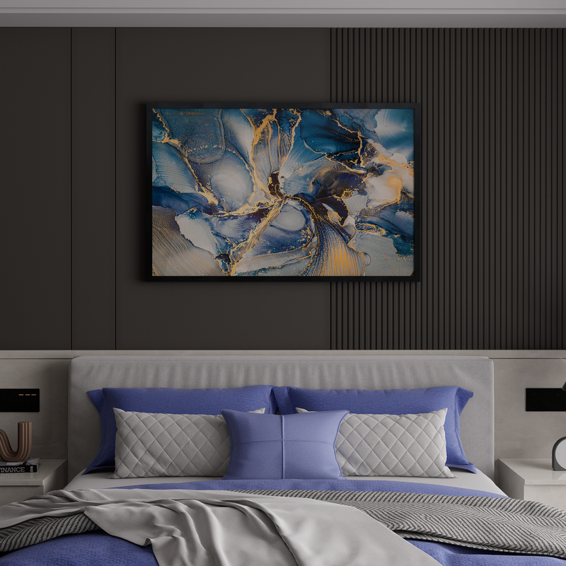 Blue abstract art  & Gold Marble Art
