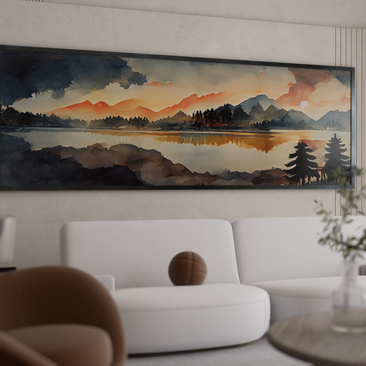 Mountain Lake Sunset Art