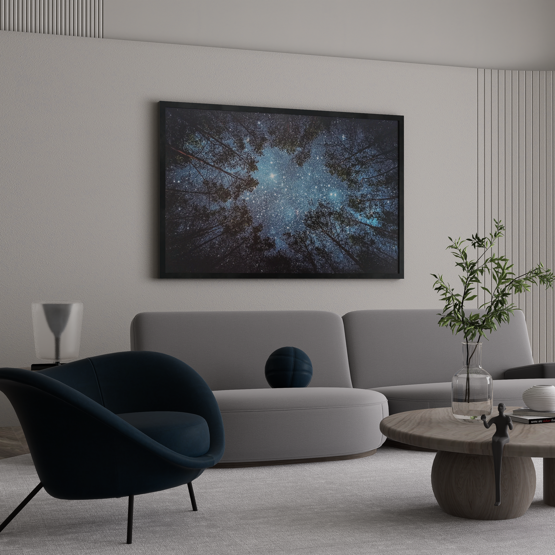 Starry Night Sky Forest Poster – Forest Night Stars Art