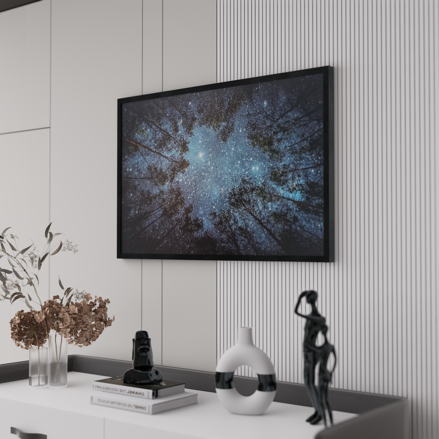 Starry Night Sky Forest Poster – Forest Night Stars Art