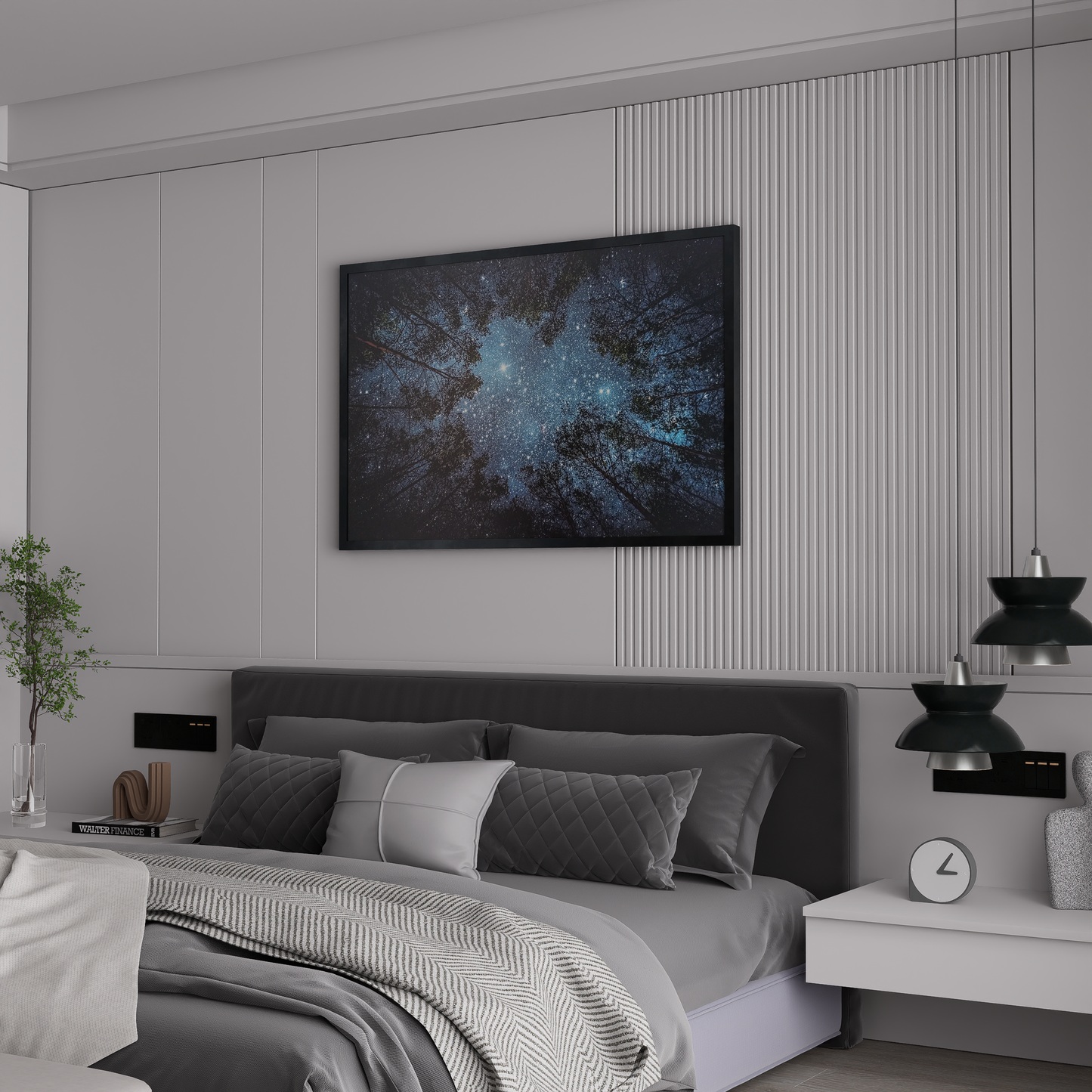 Starry Night Sky Forest Poster – Forest Night Stars Art