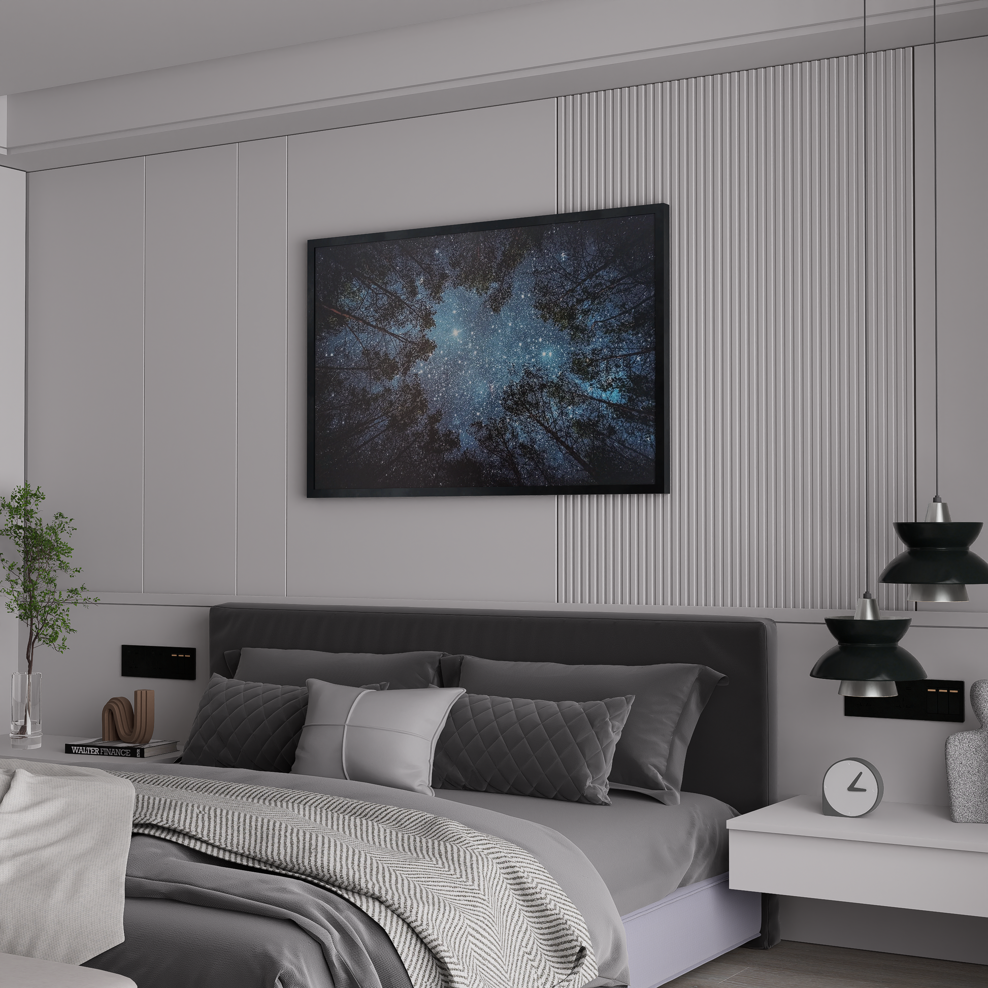 Starry Night Sky Forest Poster – Forest Night Stars Art