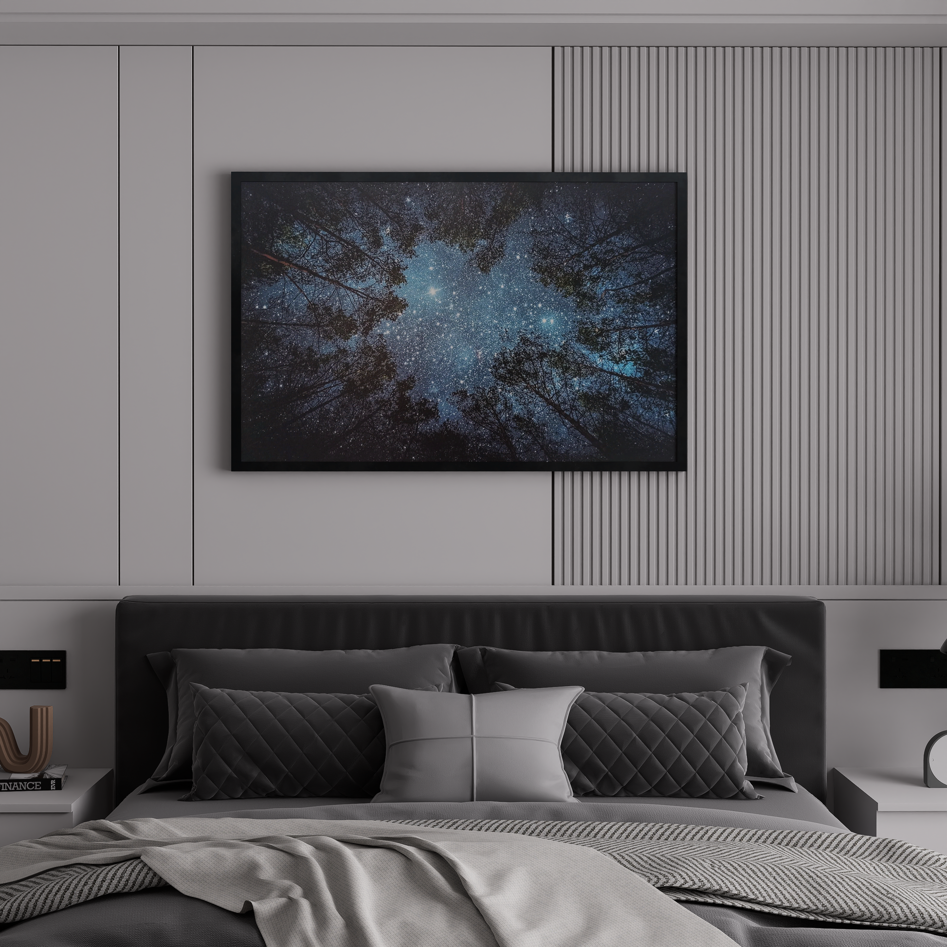 Starry Night Sky Forest Poster – Forest Night Stars Art