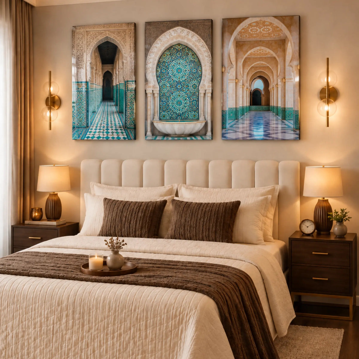 Moroccan Wall Art Set of 3 – Stretched Canvas Prints | Mycanvart