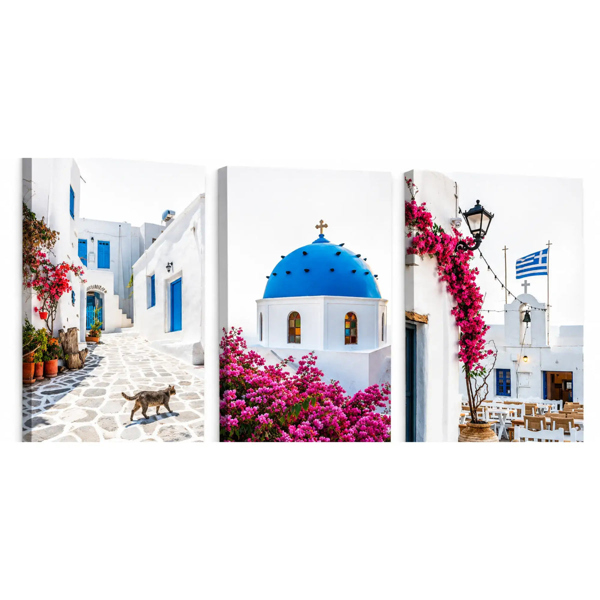 Santorini Wall Art Set of 3 | Greek Island Canvas Prints | MyCanvart