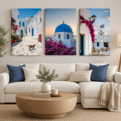 Santorini Wall Art Set of 3 | Greek Island Canvas Prints | MyCanvart