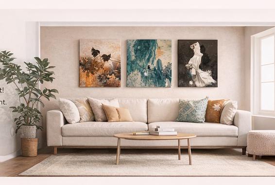 set of 3 canvas prints wall art modern living room above sofa ready-to-frame canvas prints
