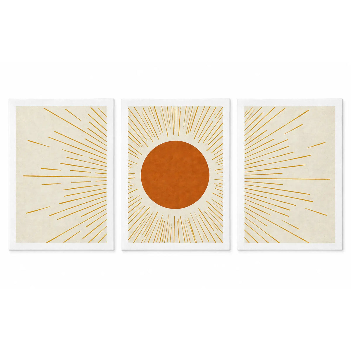 Sun Wall Art Set of 3 – Boho Mid-Century Modern Canvas Prints | MyCanvart