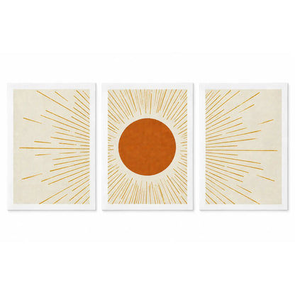 Sun Wall Art Set of 3 – Boho Mid-Century Modern Canvas Prints | MyCanvart