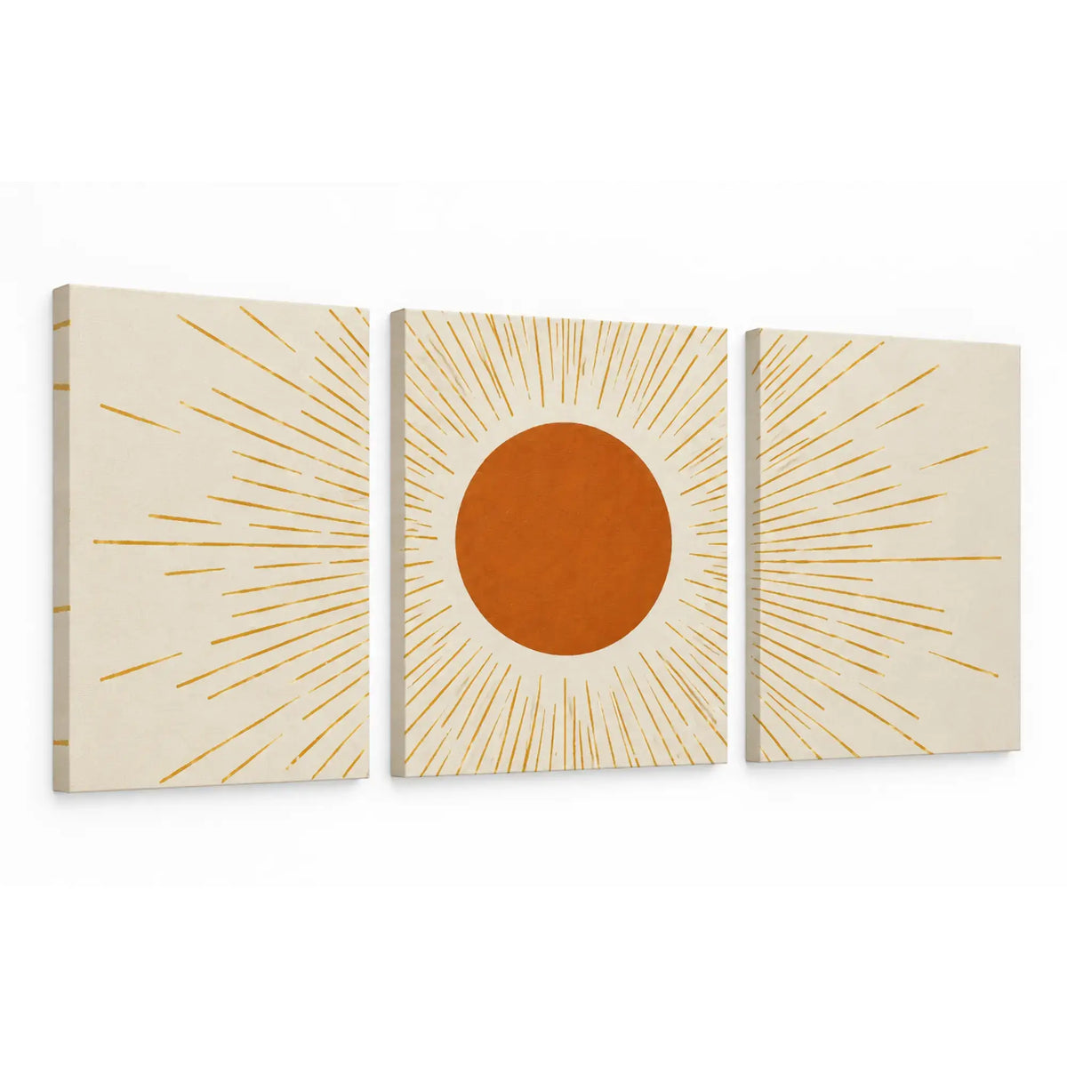 Sun Wall Art Set of 3 – Boho Mid-Century Modern Canvas Prints | MyCanvart