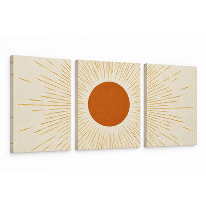 Sun Wall Art Set of 3 – Boho Mid-Century Modern Canvas Prints | MyCanvart