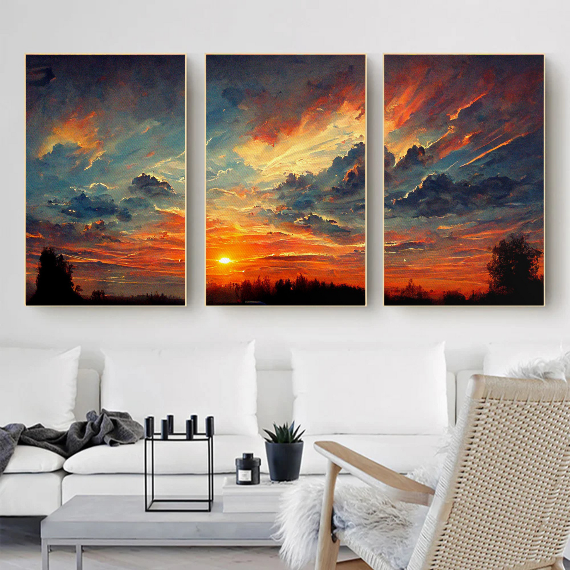 Sunset Glow 3-Piece Canvas Wall Art – Serene & Vibrant Modern Wall Art  Decor - Mycanvart 