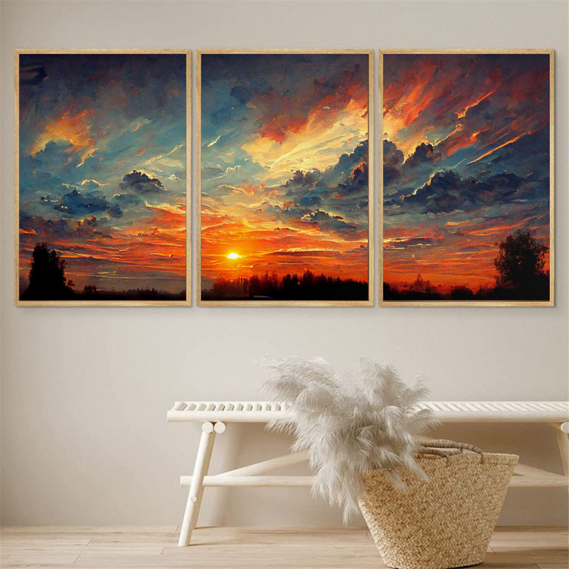 Set Of 3  Sunset art