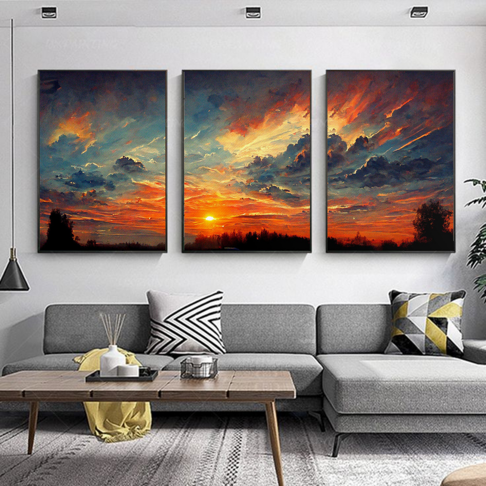 Sunset Glow 3-Piece Canvas Wall Art – Serene & Vibrant Modern Wall Art  Decor - Mycanvart 