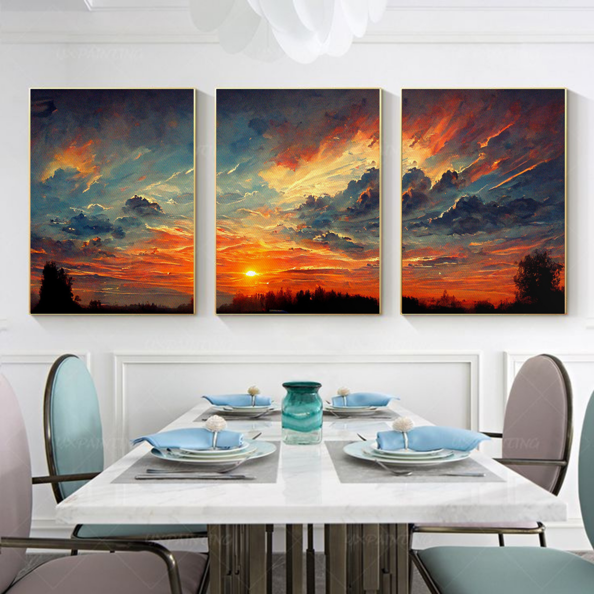 Sunset Glow 3-Piece Canvas Wall Art – Serene & Vibrant Modern Wall Art  Decor - Mycanvart 