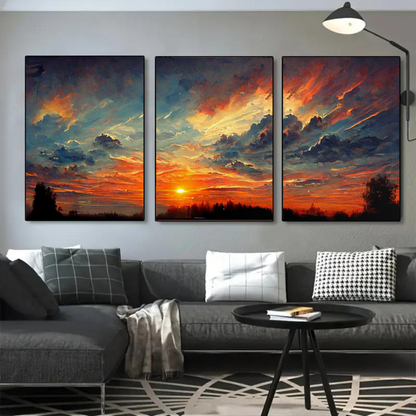 Sunset Glow 3-Piece Canvas Wall Art – Serene & Vibrant Modern Wall Art  Decor - Mycanvart 