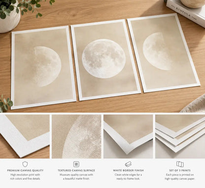 Moon Phase Wall Art Set of 3 - wall art canvas | MyCanvart