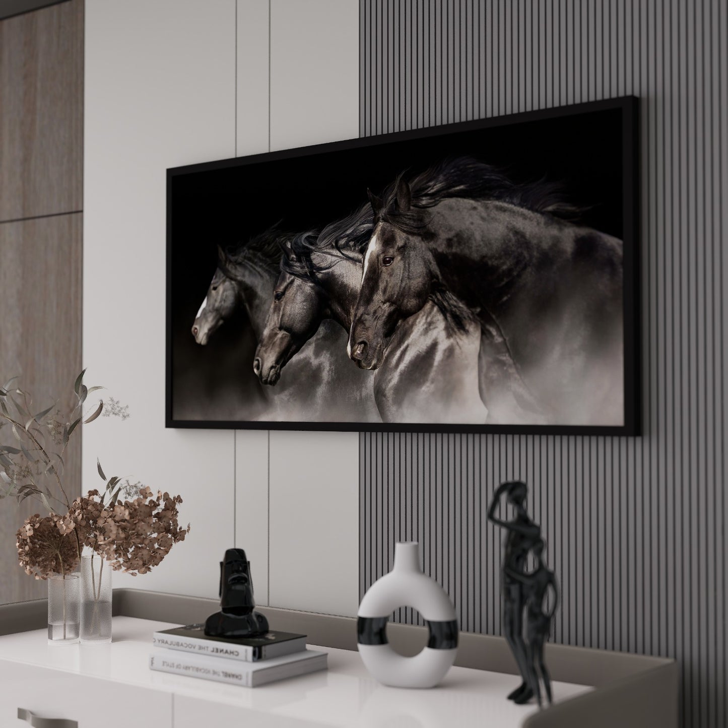 Horse Canvas Wall Art – Large Abstract Horse Painting for Living Room