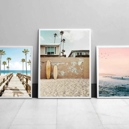 Set of 3 Tropical Beach Wall Art