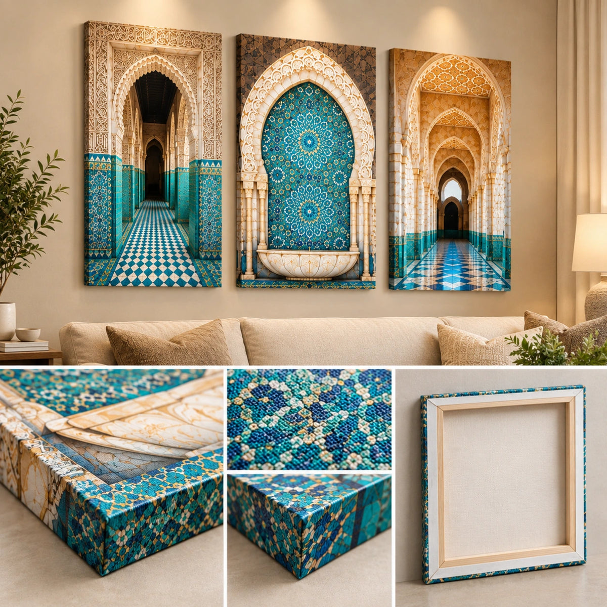 Moroccan Wall Art Set of 3 – Stretched Canvas Prints | Mycanvart