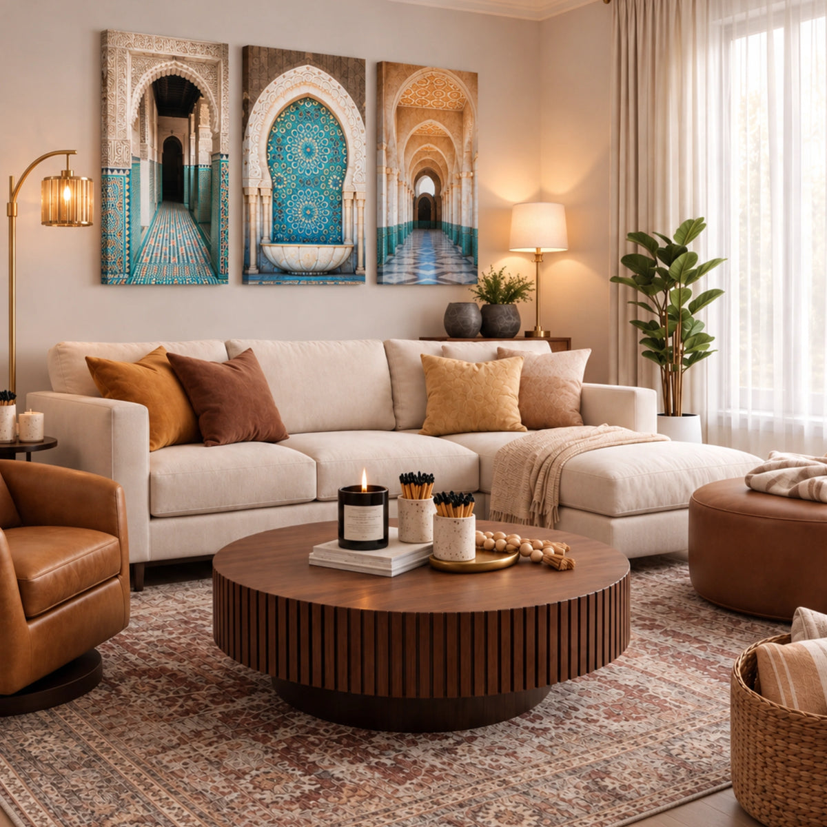 Moroccan Wall Art Set of 3 – Stretched Canvas Prints | Mycanvart
