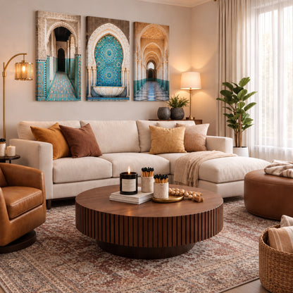 Moroccan Wall Art Set of 3 – Stretched Canvas Prints | Mycanvart