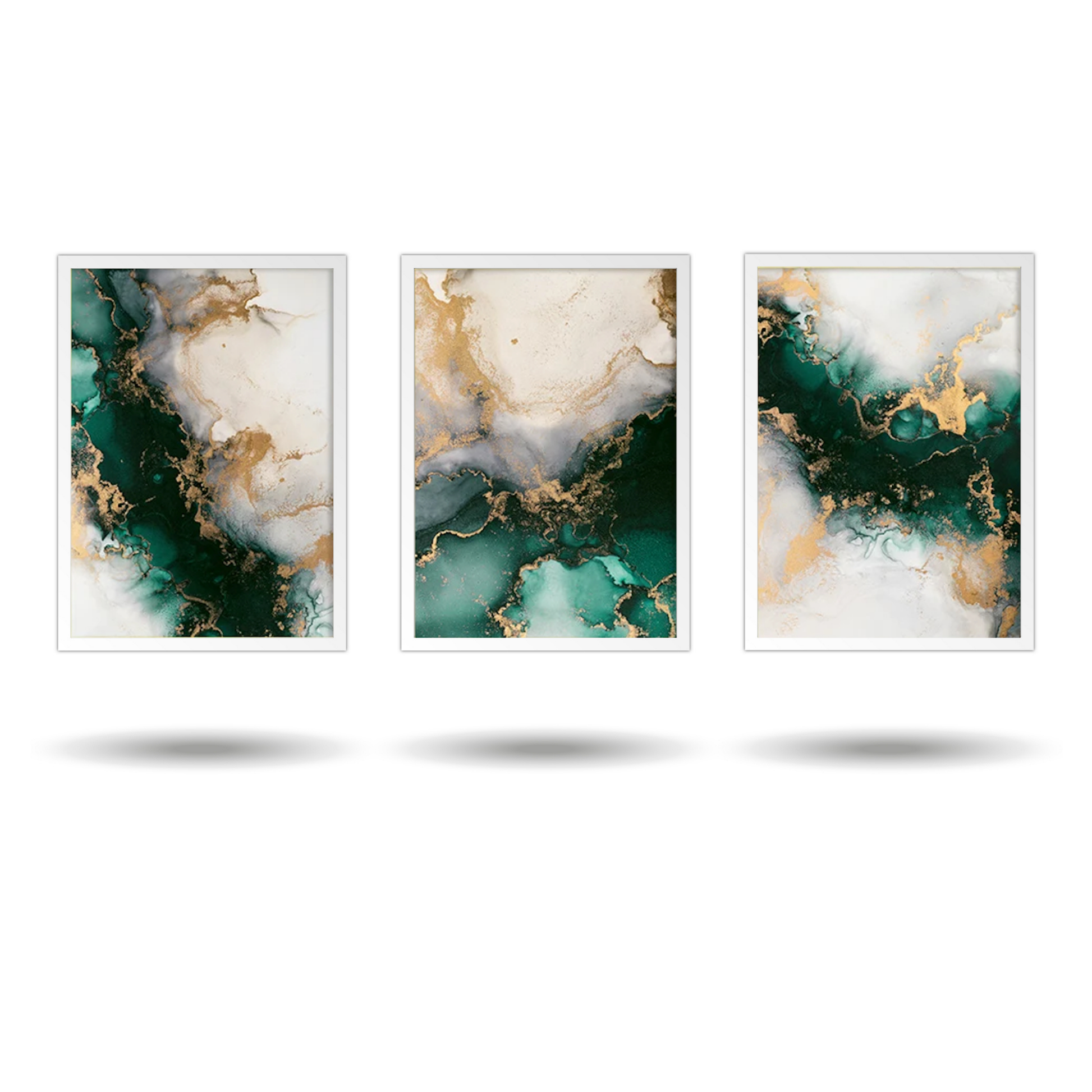 Modern Abstract Green Marble Wall Art – Nordic Style Canvas Prints for Living Room, Dining Room, Office & Interior Decor - Mycanvart 