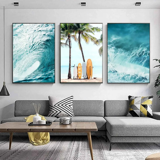 Set of 3 Summer Sunshine Beach Surf