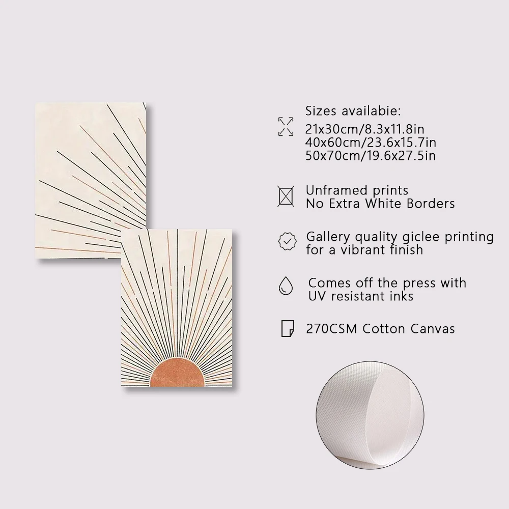 Set of 3 Boho Sun Sunshine Design – Stylish Home Decor - Mycanvart