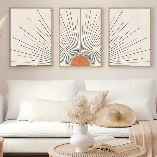 Set of 3 Boho Sun Sunshine Design – Stylish Home Decor - Mycanvart
