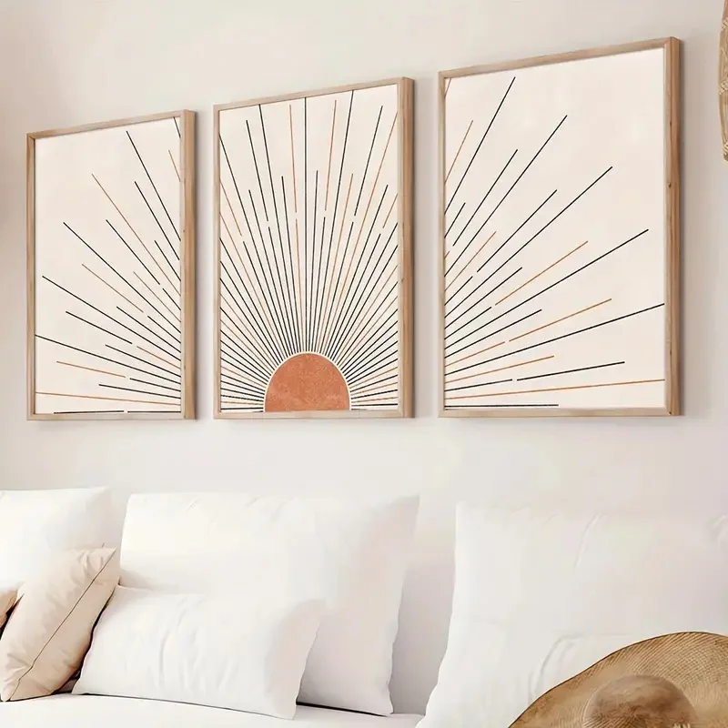 Set of 3 Boho Sun Sunshine Design – Stylish Home Decor - Mycanvart