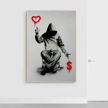 Banksy graffiti art - Hooded Figure