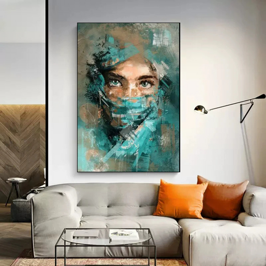 Beautiful Green Eyes Girl - High Quality Wall Art Canvas - Mycanvart