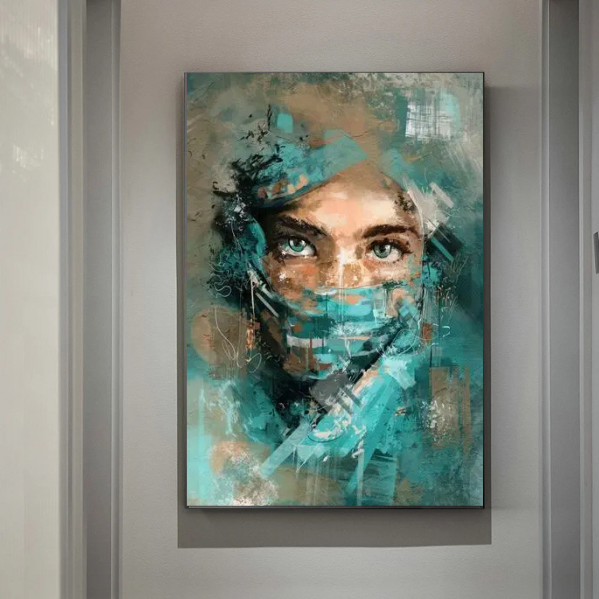 Beautiful Green Eyes Girl - High Quality Wall Art Canvas - Mycanvart